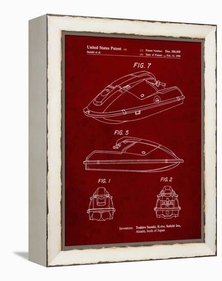 PP1077-Burgundy Suzuki Wave Runner Patent Poster-Cole Borders-Framed Premier Image Canvas