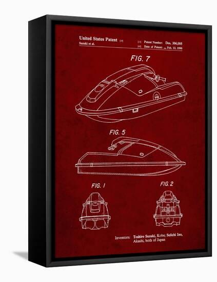 PP1077-Burgundy Suzuki Wave Runner Patent Poster-Cole Borders-Framed Premier Image Canvas