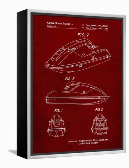 PP1077-Burgundy Suzuki Wave Runner Patent Poster-Cole Borders-Framed Premier Image Canvas