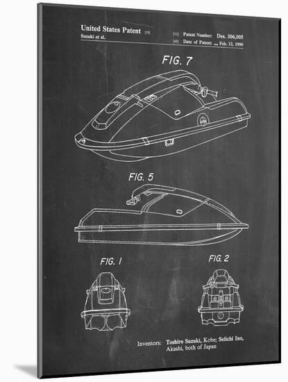 PP1077-Chalkboard Suzuki Wave Runner Patent Poster-Cole Borders-Mounted Giclee Print