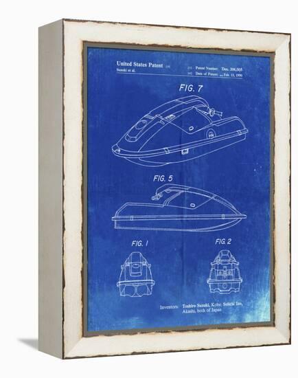 PP1077-Faded Blueprint Suzuki Wave Runner Patent Poster-Cole Borders-Framed Premier Image Canvas