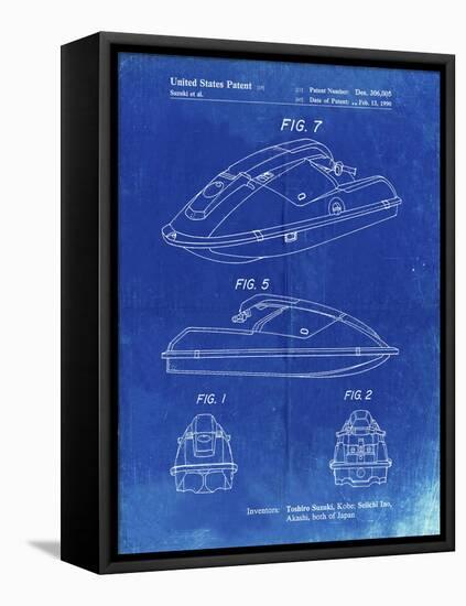 PP1077-Faded Blueprint Suzuki Wave Runner Patent Poster-Cole Borders-Framed Premier Image Canvas