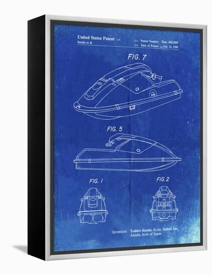 PP1077-Faded Blueprint Suzuki Wave Runner Patent Poster-Cole Borders-Framed Premier Image Canvas