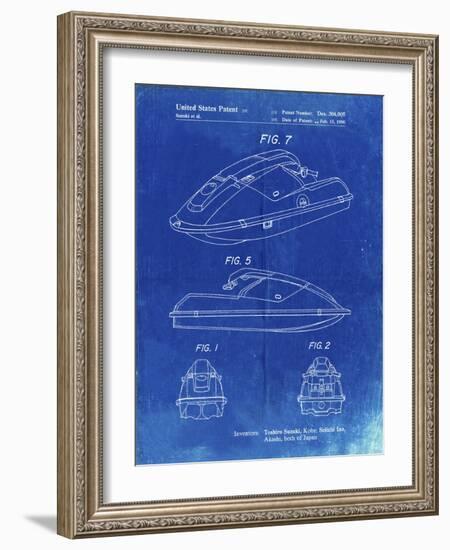 PP1077-Faded Blueprint Suzuki Wave Runner Patent Poster-Cole Borders-Framed Giclee Print