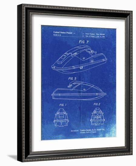 PP1077-Faded Blueprint Suzuki Wave Runner Patent Poster-Cole Borders-Framed Giclee Print