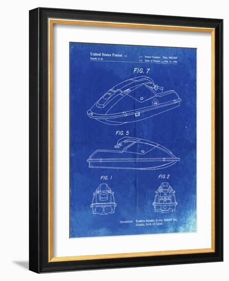 PP1077-Faded Blueprint Suzuki Wave Runner Patent Poster-Cole Borders-Framed Giclee Print