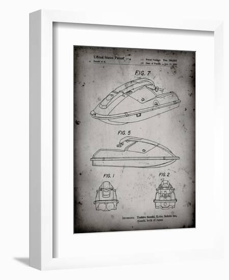 PP1077-Faded Grey Suzuki Wave Runner Patent Poster-Cole Borders-Framed Giclee Print