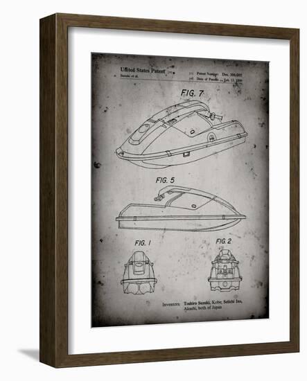 PP1077-Faded Grey Suzuki Wave Runner Patent Poster-Cole Borders-Framed Giclee Print