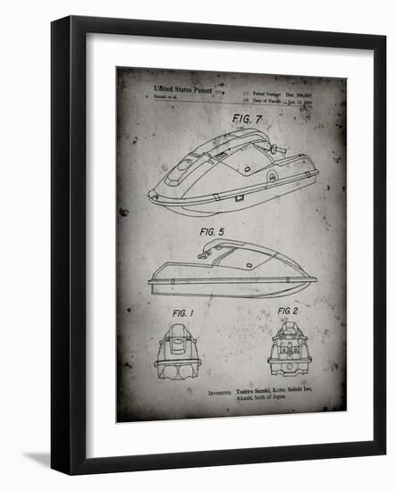 PP1077-Faded Grey Suzuki Wave Runner Patent Poster-Cole Borders-Framed Giclee Print