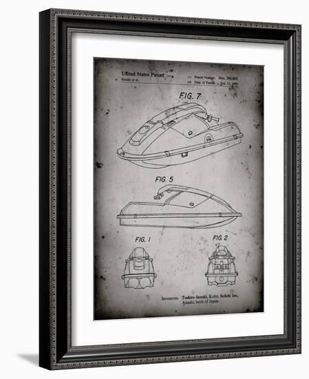 PP1077-Faded Grey Suzuki Wave Runner Patent Poster-Cole Borders-Framed Giclee Print