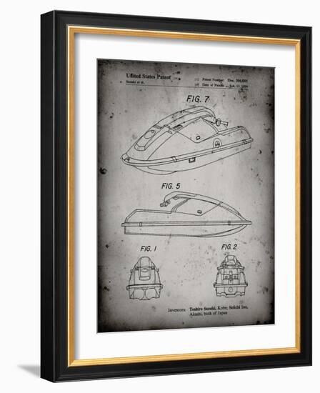 PP1077-Faded Grey Suzuki Wave Runner Patent Poster-Cole Borders-Framed Giclee Print