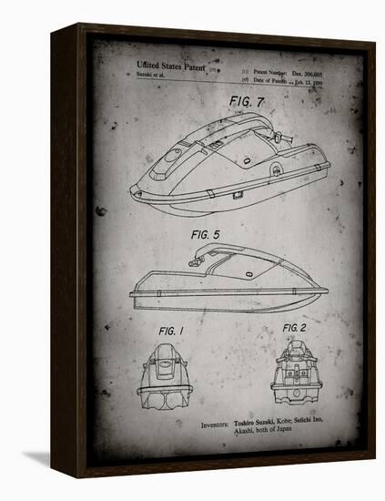 PP1077-Faded Grey Suzuki Wave Runner Patent Poster-Cole Borders-Framed Premier Image Canvas