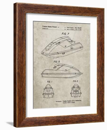 PP1077-Sandstone Suzuki Wave Runner Patent Poster-Cole Borders-Framed Giclee Print