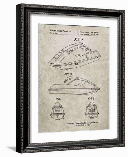 PP1077-Sandstone Suzuki Wave Runner Patent Poster-Cole Borders-Framed Giclee Print