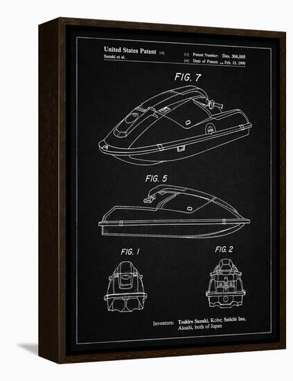 PP1077-Vintage Black Suzuki Wave Runner Patent Poster-Cole Borders-Framed Premier Image Canvas