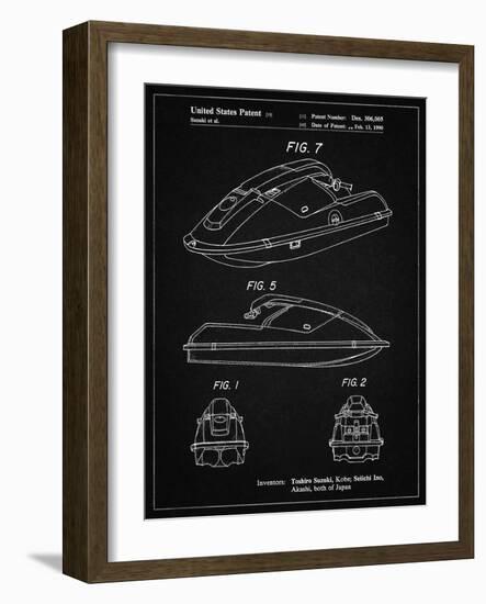 PP1077-Vintage Black Suzuki Wave Runner Patent Poster-Cole Borders-Framed Giclee Print