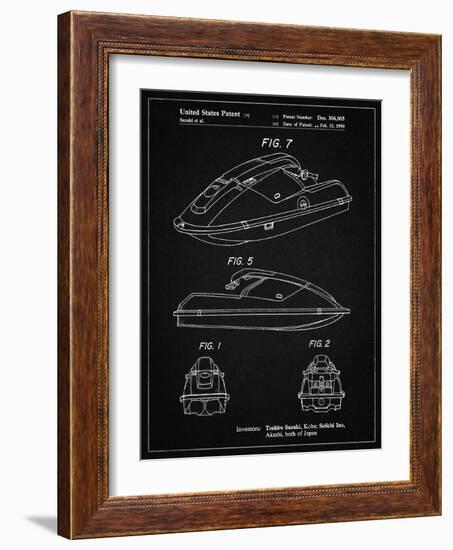 PP1077-Vintage Black Suzuki Wave Runner Patent Poster-Cole Borders-Framed Giclee Print