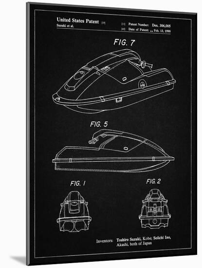 PP1077-Vintage Black Suzuki Wave Runner Patent Poster-Cole Borders-Mounted Giclee Print