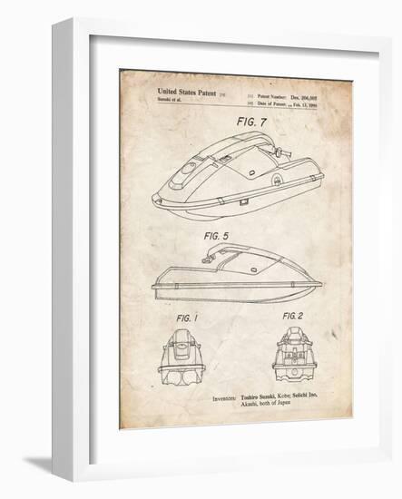 PP1077-Vintage Parchment Suzuki Wave Runner Patent Poster-Cole Borders-Framed Giclee Print