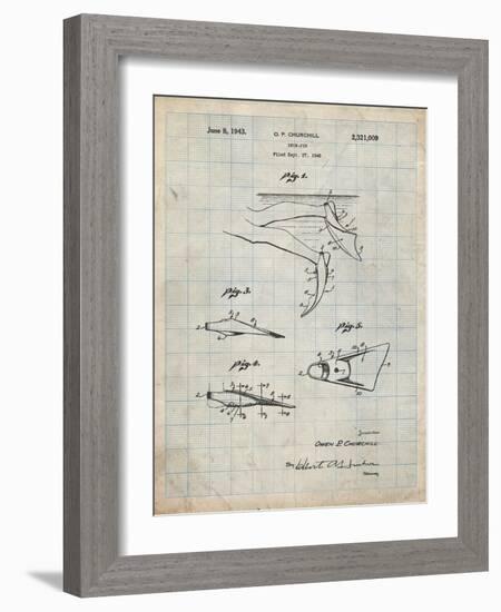 PP1079-Antique Grid Parchment Swim Fins Patent Poster-Cole Borders-Framed Giclee Print