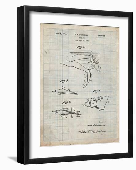 PP1079-Antique Grid Parchment Swim Fins Patent Poster-Cole Borders-Framed Giclee Print