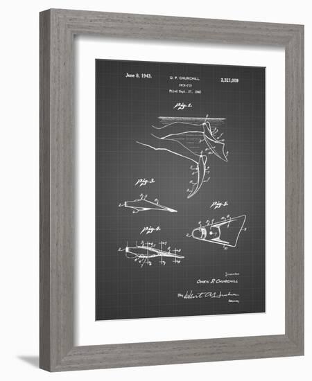 PP1079-Black Grid Swim Fins Patent Poster-Cole Borders-Framed Giclee Print