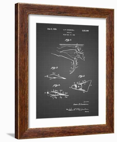 PP1079-Black Grid Swim Fins Patent Poster-Cole Borders-Framed Giclee Print