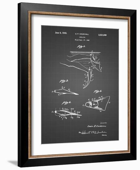 PP1079-Black Grid Swim Fins Patent Poster-Cole Borders-Framed Giclee Print