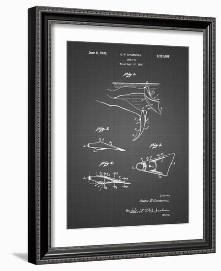 PP1079-Black Grid Swim Fins Patent Poster-Cole Borders-Framed Giclee Print