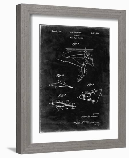 PP1079-Black Grunge Swim Fins Patent Poster-Cole Borders-Framed Giclee Print