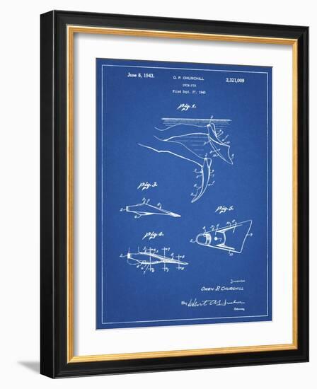 PP1079-Blueprint Swim Fins Patent Poster-Cole Borders-Framed Giclee Print