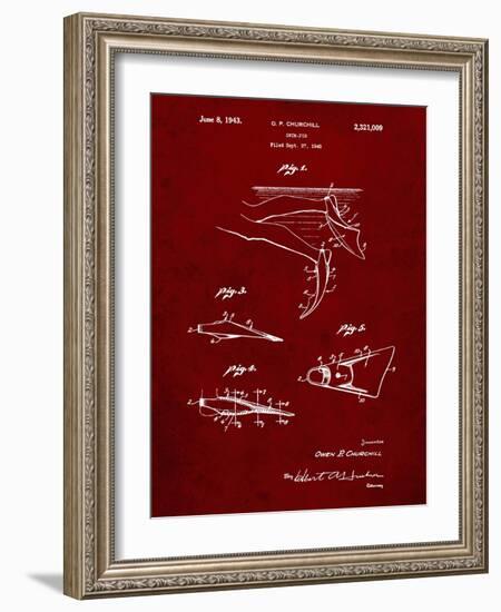 PP1079-Burgundy Swim Fins Patent Poster-Cole Borders-Framed Giclee Print