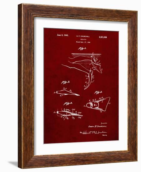 PP1079-Burgundy Swim Fins Patent Poster-Cole Borders-Framed Giclee Print