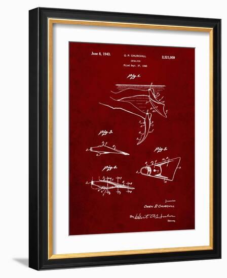 PP1079-Burgundy Swim Fins Patent Poster-Cole Borders-Framed Giclee Print