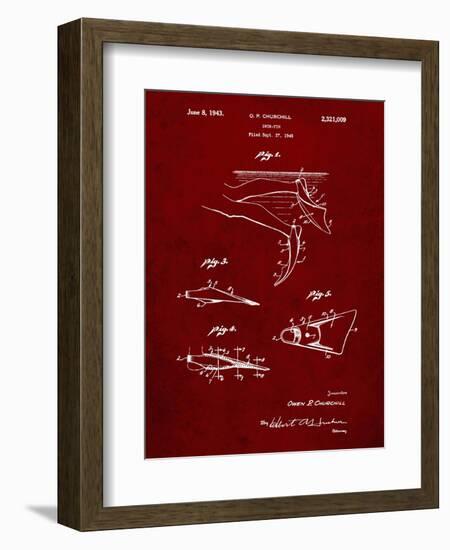 PP1079-Burgundy Swim Fins Patent Poster-Cole Borders-Framed Giclee Print