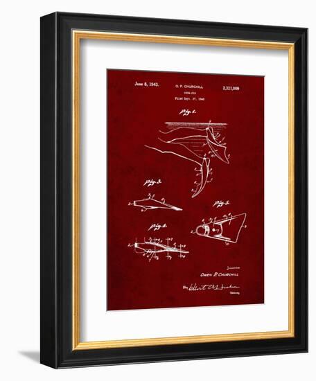 PP1079-Burgundy Swim Fins Patent Poster-Cole Borders-Framed Giclee Print