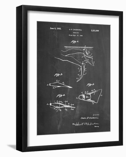 PP1079-Chalkboard Swim Fins Patent Poster-Cole Borders-Framed Giclee Print