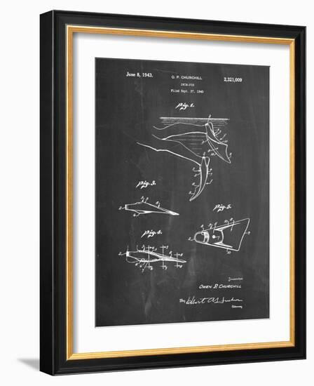 PP1079-Chalkboard Swim Fins Patent Poster-Cole Borders-Framed Giclee Print