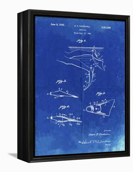 PP1079-Faded Blueprint Swim Fins Patent Poster-Cole Borders-Framed Premier Image Canvas