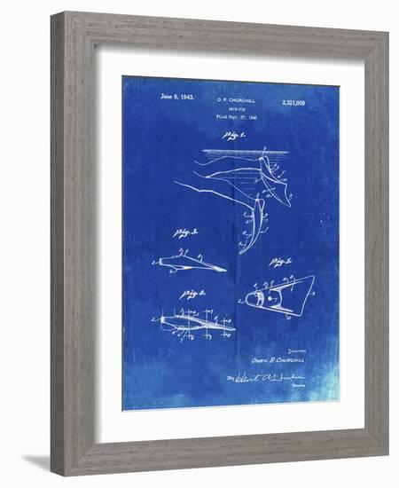 PP1079-Faded Blueprint Swim Fins Patent Poster-Cole Borders-Framed Giclee Print