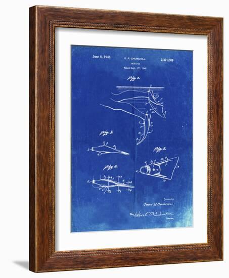 PP1079-Faded Blueprint Swim Fins Patent Poster-Cole Borders-Framed Giclee Print