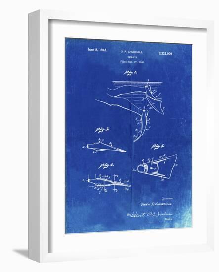 PP1079-Faded Blueprint Swim Fins Patent Poster-Cole Borders-Framed Giclee Print