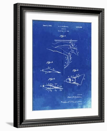 PP1079-Faded Blueprint Swim Fins Patent Poster-Cole Borders-Framed Giclee Print