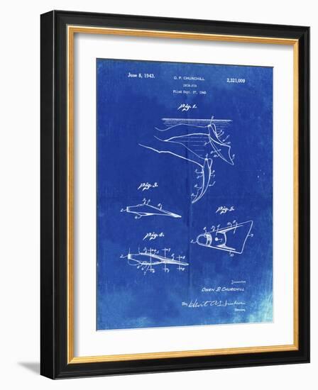 PP1079-Faded Blueprint Swim Fins Patent Poster-Cole Borders-Framed Giclee Print