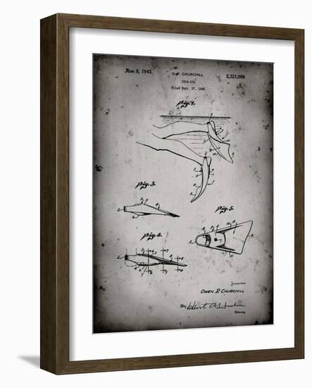 PP1079-Faded Grey Swim Fins Patent Poster-Cole Borders-Framed Giclee Print