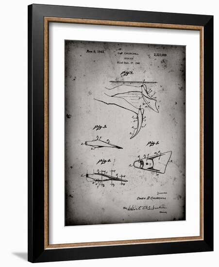 PP1079-Faded Grey Swim Fins Patent Poster-Cole Borders-Framed Giclee Print