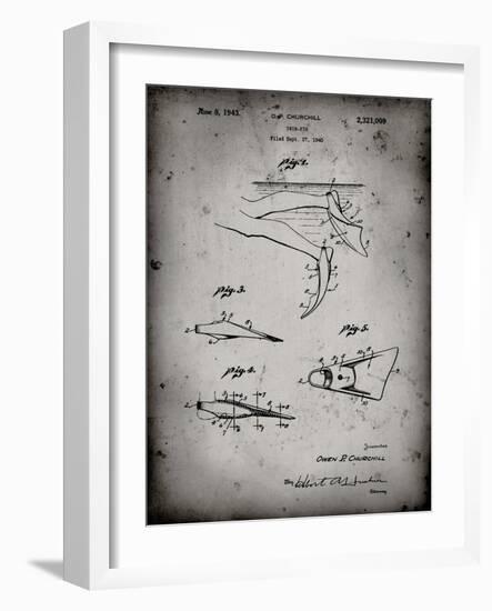 PP1079-Faded Grey Swim Fins Patent Poster-Cole Borders-Framed Giclee Print