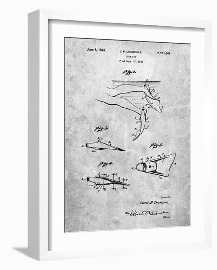 PP1079-Slate Swim Fins Patent Poster-Cole Borders-Framed Giclee Print