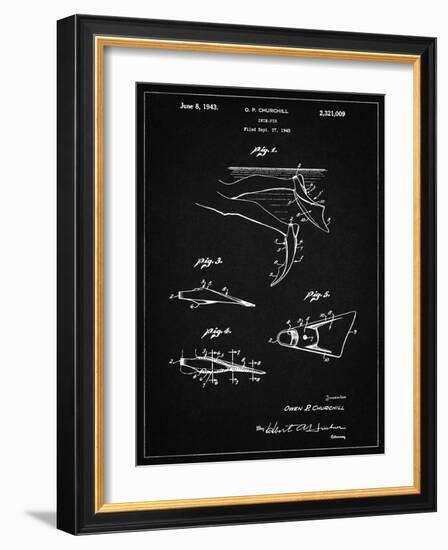 PP1079-Vintage Black Swim Fins Patent Poster-Cole Borders-Framed Giclee Print