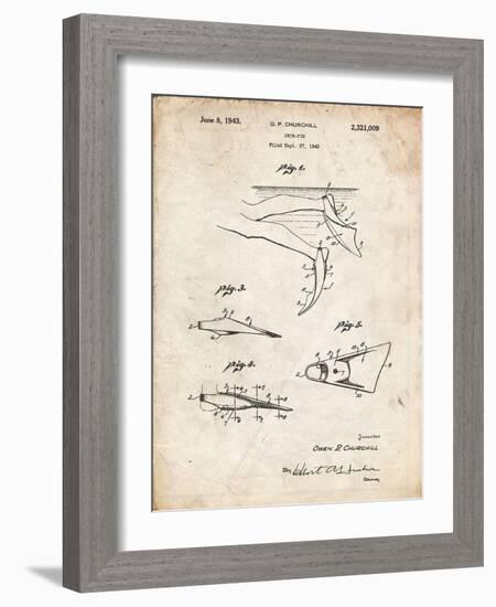 PP1079-Vintage Parchment Swim Fins Patent Poster-Cole Borders-Framed Giclee Print